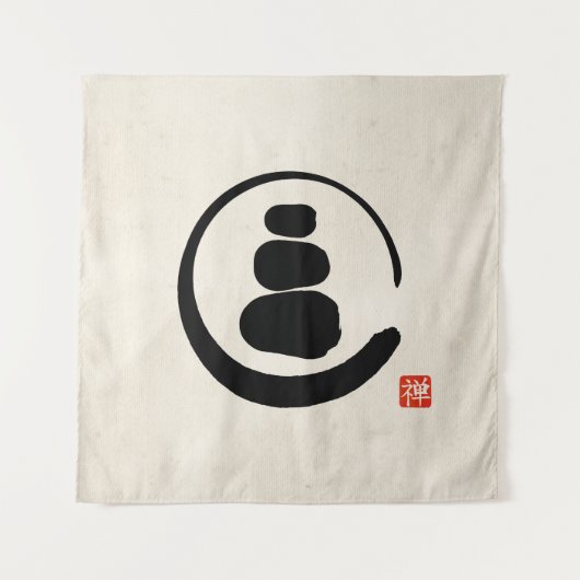 禅エンゾ・サークルと禅石 タペストリー (正面)