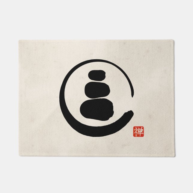 禅エンゾ・サークルと禅石 ドアマット (正面)