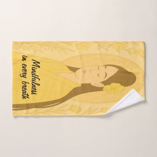 禅カスタムヨガ瞑想マインドフルネスイエロー ハンドタオル (ハンドタオル)