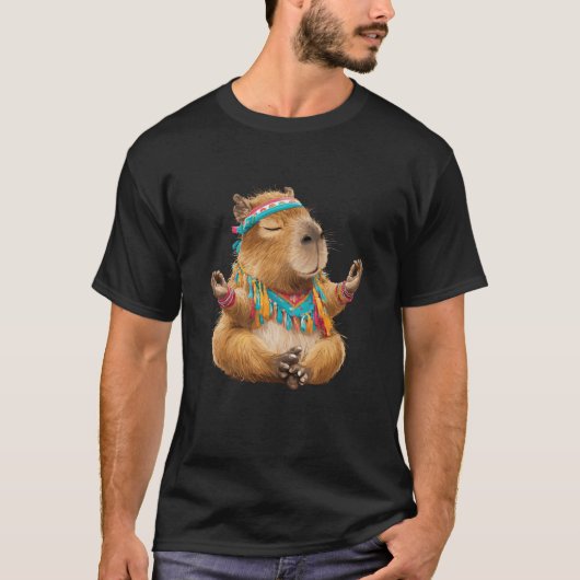 禅カピバラヨガ瞑想ボヘミアン霊性 Tシャツ (正面)