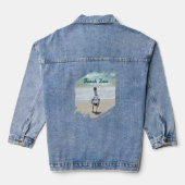 禅カモメ 海岸 ビーチ デニムジャケット (裏面)