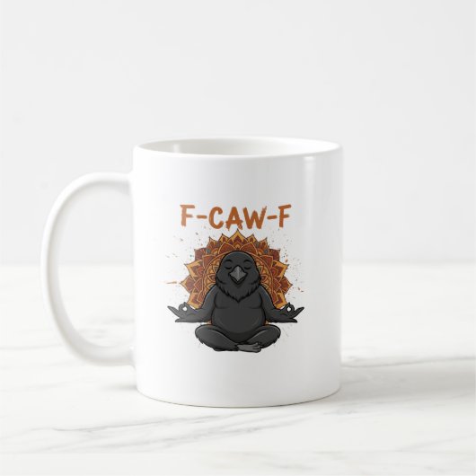 禅カラス F カワ F レイヴン Fcawf 楽しい瞑想ヨガ コーヒーマグカップ (左)