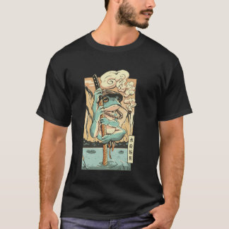 禅ガーデンに立つカエル侍 Tシャツ
