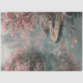 禅ガーデン 錦鯉の池と桜の山 デコパージュ 薄葉紙 (正面)
