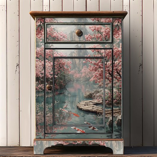 禅ガーデン 錦鯉の池と桜の山 デコパージュ 薄葉紙