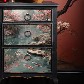 禅ガーデン 錦鯉の池と桜の山 デコパージュ 薄葉紙