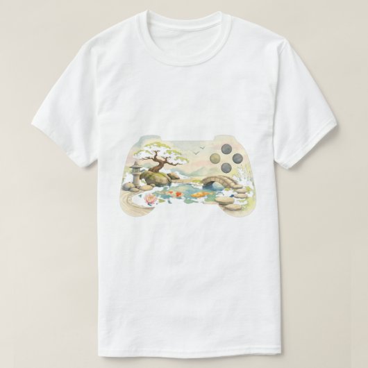 禅ゲーミングコントローラー | 穏やかな日本庭園 Tシャツ (デザイン正面)