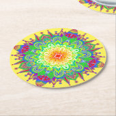 禅サイケデリックマンダラ抽象芸術アート紙コースター ラウンドペーパーコースター (アングル)