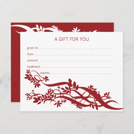 禅シックマッサージセラピストギフト券 (正面/裏面)