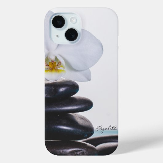 禅ストーンと白い蘭の瞑想 Case-Mate iPhoneケース (裏面)
