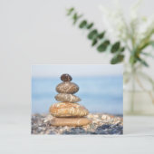 禅ストーンシー海夏の調和穏やかなスタック ポストカード (スタンド正面)