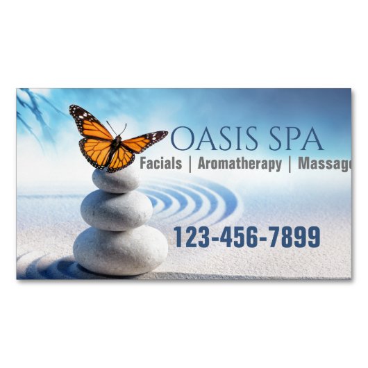 禅スパヨガインストラクター瞑想マッサージセラピー マグネット名刺 (正面)