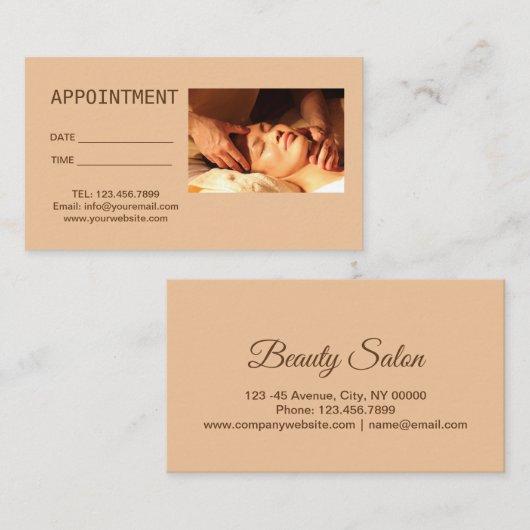 禅スパ指圧マッサージセラピーアポイントメント 予約カード (正面/裏面)