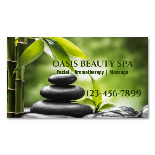 禅スパ美しいサロンアロマセラピーマッサージセラピー マグネット名刺 (正面)