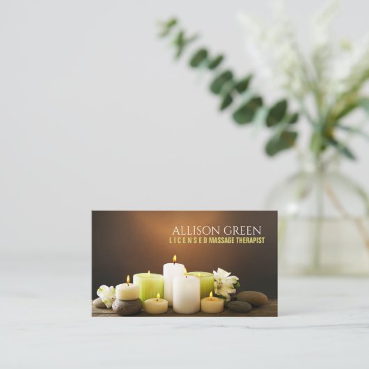 禅スパ美しいサロンアロマセラピーマッサージセラピー 名刺 (スタンド正面)