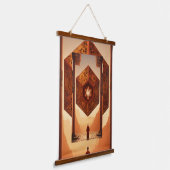 『禅タコ:フラクタル・テッセラクト反射』 吊り下げ型タペストリー (傾斜あり)