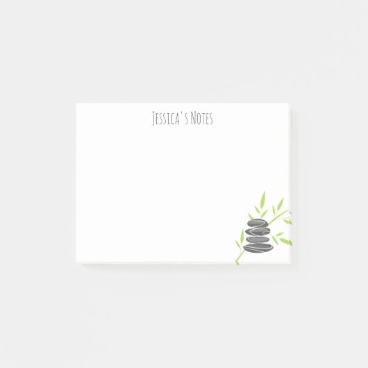 禅パーソナライズされた石と竹製Post-it®ノート ポストイット (正面)