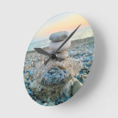 禅ビーチ石 ラウンド壁時計 (傾斜)