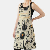 禅フローラキッチン衣服インブラック&オレンジウェルネス エプロン (インサイチュ)