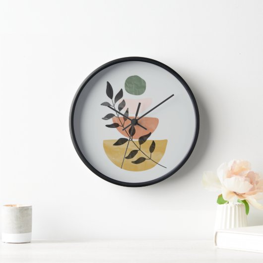 禅ボホバランス葉のサークル植物学 壁時計 (ホーム)