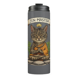 禅マスターキャット 面白い リラックス グレー タビー 猫 ギフト タンブラー