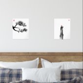 禅ミニマルなインクアートセット – Pine & Lone Bird (寝室)