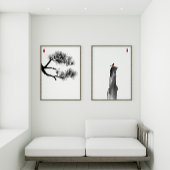 禅ミニマルなインクアートセット – Pine & Lone Bird