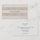 禅ミニマルストライプのリストフェイクベージュリネンと金ゴールド 名刺 (正面/裏面)