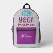 禅ヨガロータスフラワー「ヨガママ」引用文カスタマイズ プリントバックパック (正面)