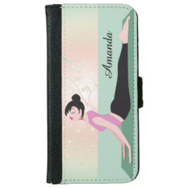 禅ヨガ女性とモノグラム名 iPhone 6/6S ウォレットケース