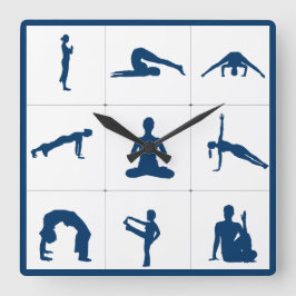 禅ヨガ瞑想位置 スクエア壁時計