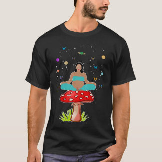 禅ヨガ瞑想妊婦キノコ仏 Tシャツ