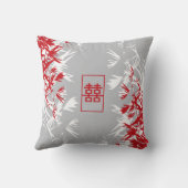 禅レッドグレー竹葉の二重モダン幸福 クッション (裏面)