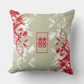 禅レッドモス竹葉の二重モダン幸福 クッション (正面)