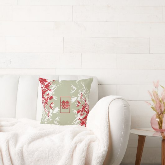 禅レッドモス竹葉の二重モダン幸福 クッション (ソファ)