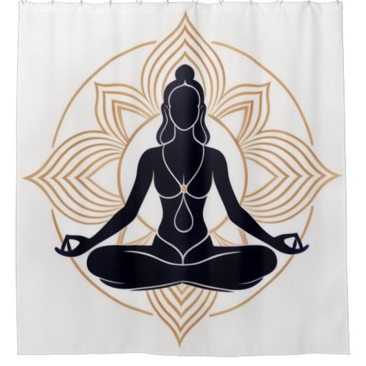 禅ロータス瞑想シャワーカーテン シャワーカーテン (正面)