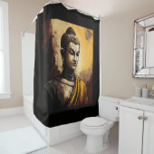 禅仏の静けさ水彩瞑想 シャワーカーテン (インサイチュ)