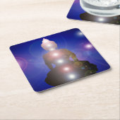 禅仏チャクラヨガ瞑想ナマステ スクエアペーパーコースター (アングル)