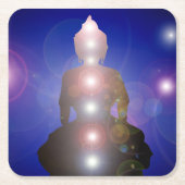 禅仏チャクラヨガ瞑想ナマステ スクエアペーパーコースター (正面)