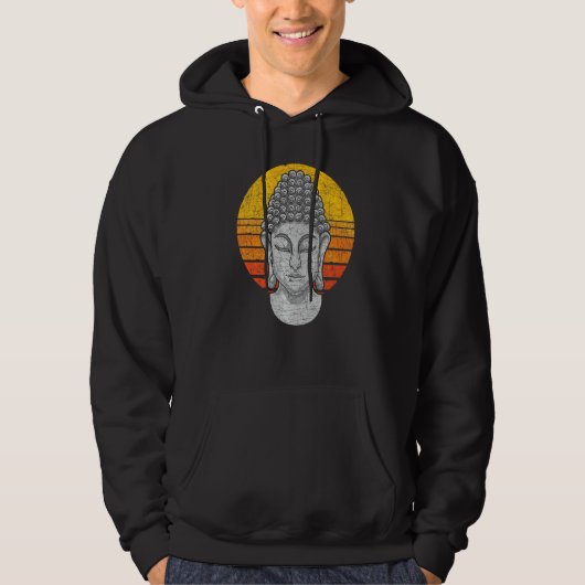 禅仏教マントラ スピリチュアル仏教 レトロサンセット パーカ (正面)