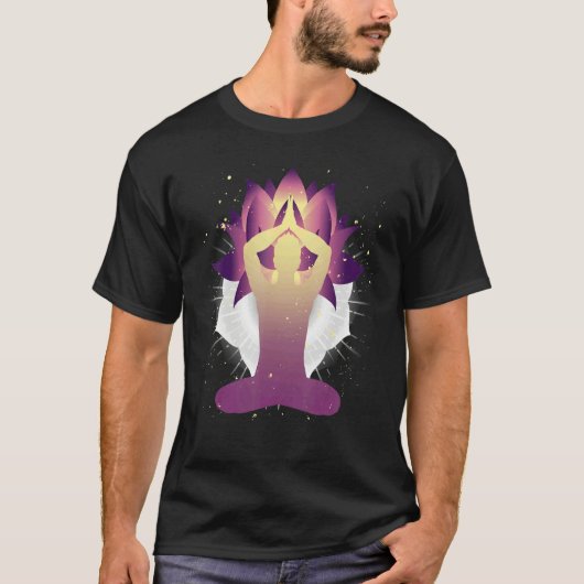禅仏教蓮の花スピリチュアルヨギ瞑想 Tシャツ (正面)