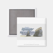 禅僧が外寺にひざまずく マグネット (正面/裏面)