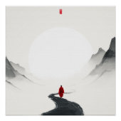 禅僧のパスの壁アート – ミニマリストインクデコール ポスター (正面)