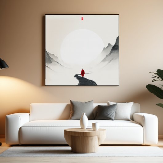 禅僧のパスの壁アート – ミニマリストインクデコール ポスター