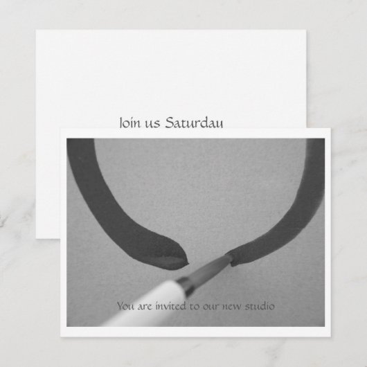 禅円相書道筆 招待状 (正面/裏面)