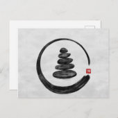 禅円窓と禅石 – 水彩 シーズンポストカード (正面/裏面)