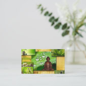 禅及び仏のコラージュの黙想のインストラクター 名刺 (スタンド正面)