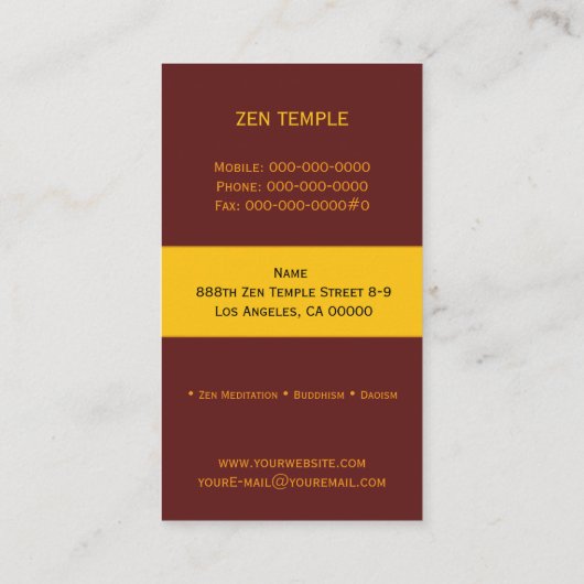 禅宗ビジネスカード 名刺 (裏面)