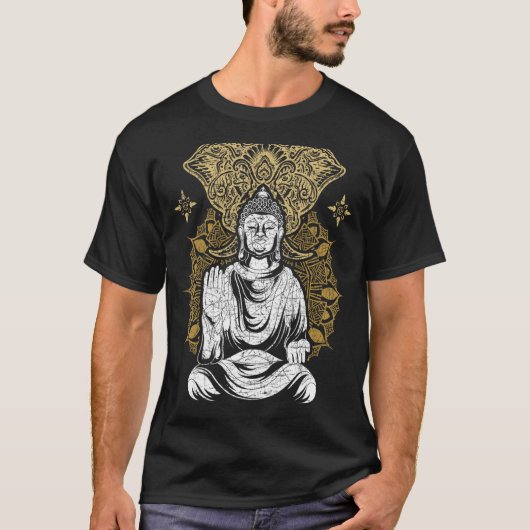 禅宗曼荼羅スピリチュアル仏象B Tシャツ (正面)