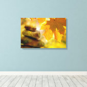 禅定石とメープル葉材 キャンバスプリント (インサイチュ (ウッドフロア))